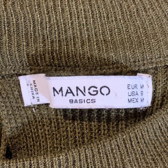 Mango‎ MNG Women's Back Slit Knit Pullover Sweater Dark Green Size S - Picture 6 of 11